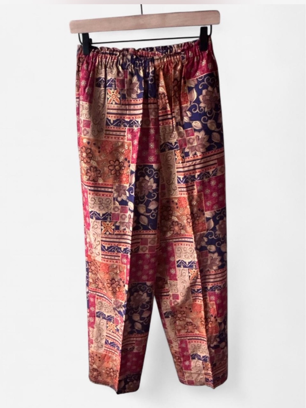 Vintage 90s 100%silk patchwork pants Size S